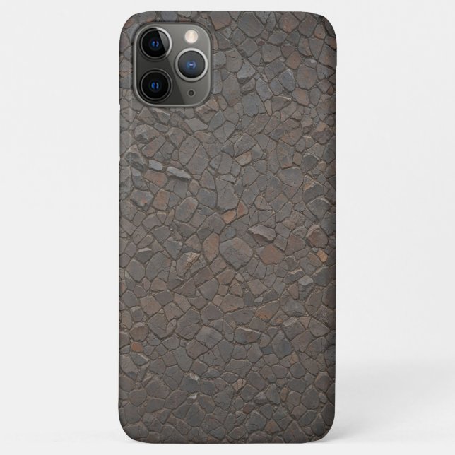 Capa Para iPhone 11 Pro Max Textura de Rock Natural Mosaico, Rustic Brown Ston (Verso)