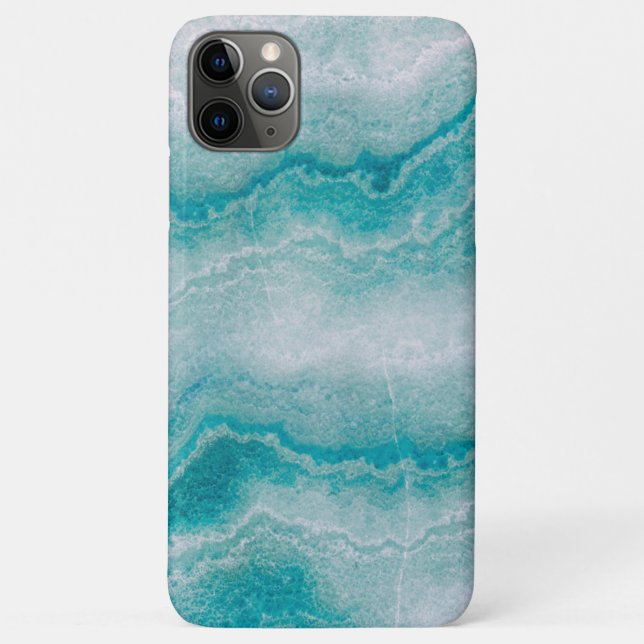 Capa Para iPhone 11 Pro Max Textura do Mármore Verde do Mar (Verso)