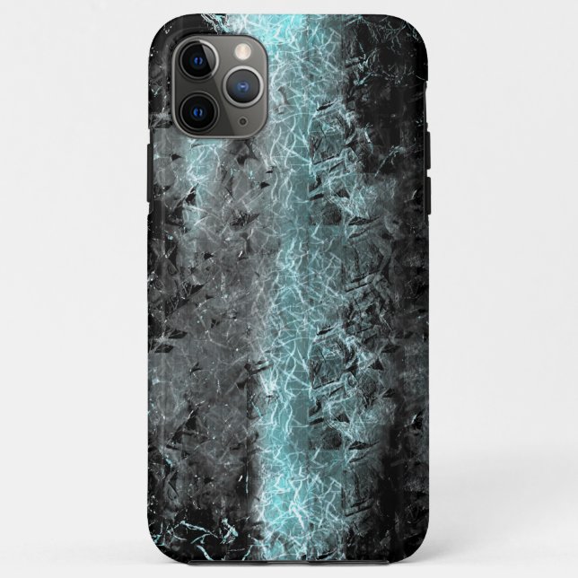 Capa Para iPhone 11 Pro Max Textura fibrosa estranha em azul claro e preto (Verso)