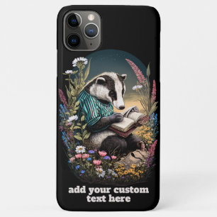 Capa Para iPhone 11 Pro Max Texugo Ler Livro Wildflower Cottagecore Personaliz