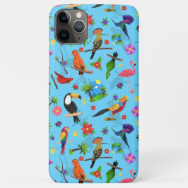 Capa Para iPhone 11 Pro Max Toucan Flamingo E Arara - Padrão De Aves Sem Costu