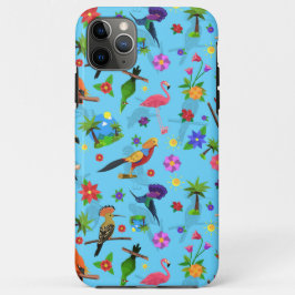 Capa Para iPhone 11 Pro Max Toucan Flamingo E Arara - Padrão De Aves Sem Costu