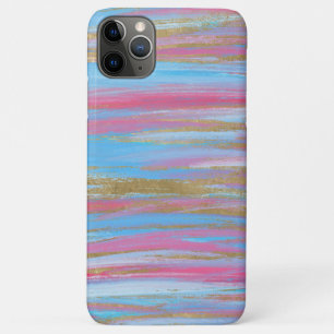 Capa Para iPhone 11 Pro Max Traços azuis, cor-de-rosa e Dourados pintados