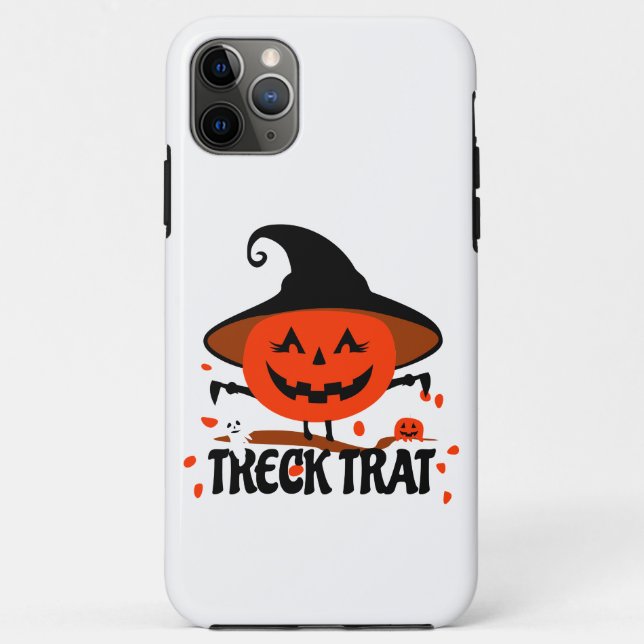 Capa Para iPhone 11 Pro Max Treck Trat Pumpkin sorrindo (Verso)