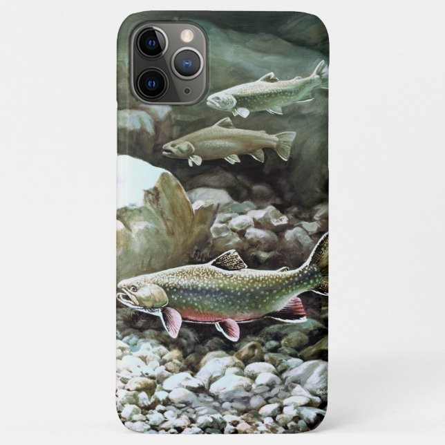 Capa Para iPhone 11 Pro Max Três peixes de salmão nadando sob a água (Verso)