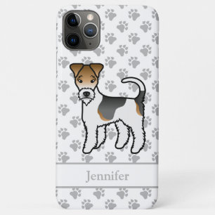 Capa Para iPhone 11 Pro Max Tricolor Wire Fox Terrier Cute Cartoon Cão e Nome
