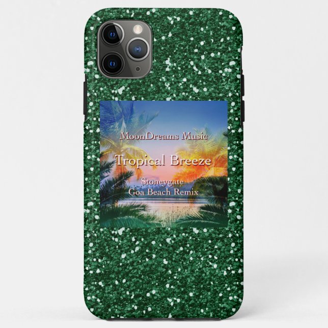 Capa Para iPhone 11 Pro Max Tropical Breeze Goa Beach Faux Glitter (Verso)