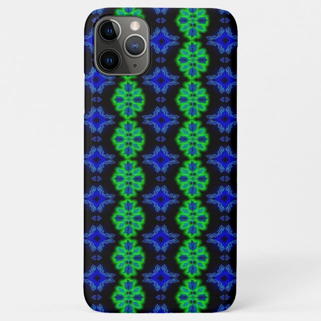 Capa Para iPhone 11 Pro Max Tulipas Artdeco no estilo Retro azul (Verso)