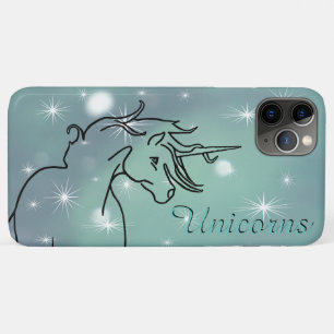 Capa Para iPhone 11 Pro Max Unicórnio Voado (verde-nebuloso com estrelas)