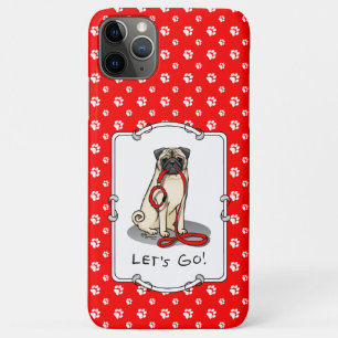 Capa Para iPhone 11 Pro Max Vamos! (caminhada) Cachorro-Pug (desmazelado claro