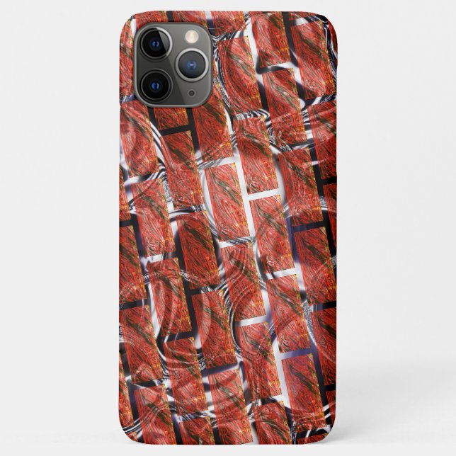 Capa Para iPhone 11 Pro Max Vermelho, bolhas sobre grade ou efeito de tijolo,  (Verso)