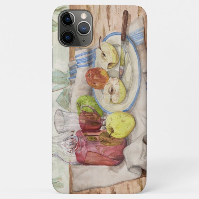 Capa Para iPhone 11 Pro Max Vida estática da pintura de fruta e vinho (Verso)