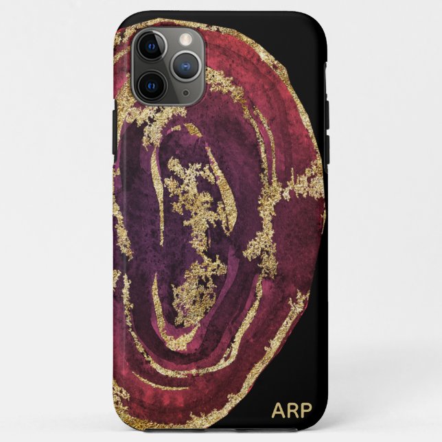 Capa Para iPhone 11 Pro Max *~* Vinho Marrom Borgonha Dourada Brilhante (Verso)