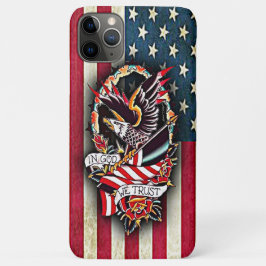 Capa Para iPhone 11 Pro Max Vintage Patriótica Americana Flag Bald Eagle Tatto