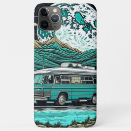 Capa Para iPhone 11 Pro Max Vintage Teal RV Camper nas Montanhas