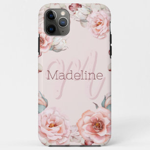 Capa Para iPhone 11 Pro Max Wreath Rosa de Aquarela Personalizada   Cor de Ros