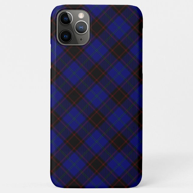 Capa Para iPhone 11 Pro Max Xadrez azul-tartã inicial (Verso)