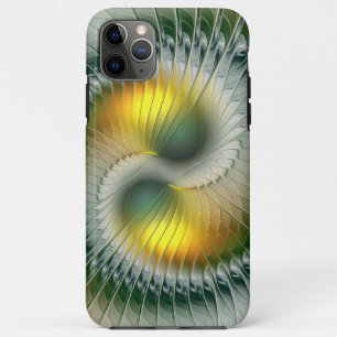 Capa Para iPhone 11 Pro Max Yin Yang Verde Amarelo Abstrato Colorido Fractal