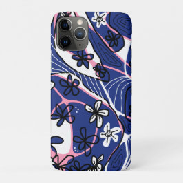 Capa Para iPhone 11 Pro Maximalist Floral Neuro Art - Blue Pink White 