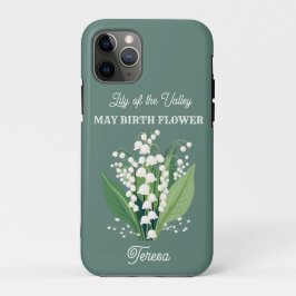 Capa Para iPhone 11 Pro May Birth Flower Custom Name