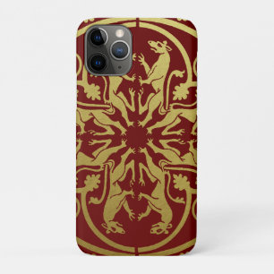 Capa Para iPhone 11 Pro Medieval Renaisance Herald Lion Leopard Metálico