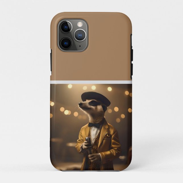 Capa Para iPhone 11 Pro "Meerkat Moonlight: A Crooner's Serenade" (Verso)