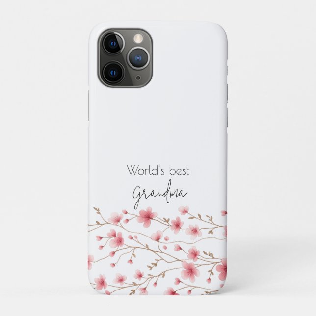 Capa Para iPhone 11 Pro Melhor Avó do Mundo - Pastel Floral Personalizado (Verso)