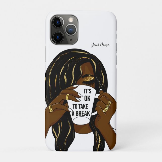 Capa Para iPhone 11 Pro Menina Negra Mulher Americana Inspiracional (Verso)