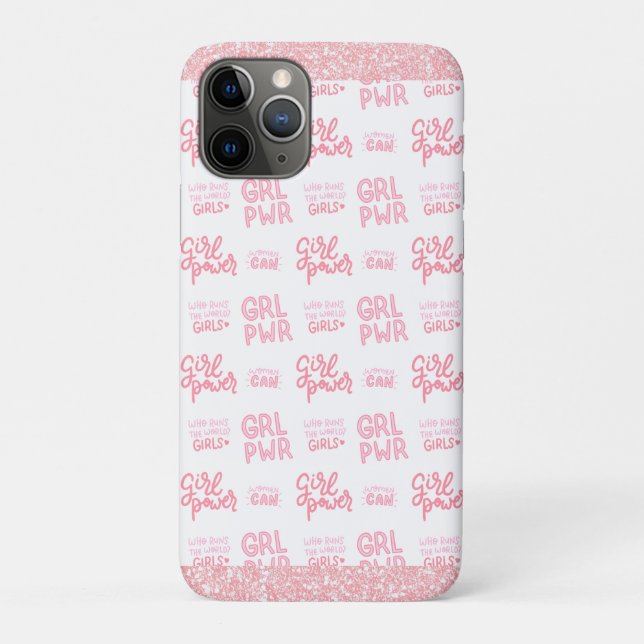 Capa Para iPhone 11 Pro Menina Rosa Glitter Gelado Gelado (Verso)
