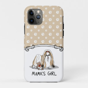 Capa Para iPhone 11 Pro Menina Shih Tzu (branca-bronzeada) Cachorro Mamã