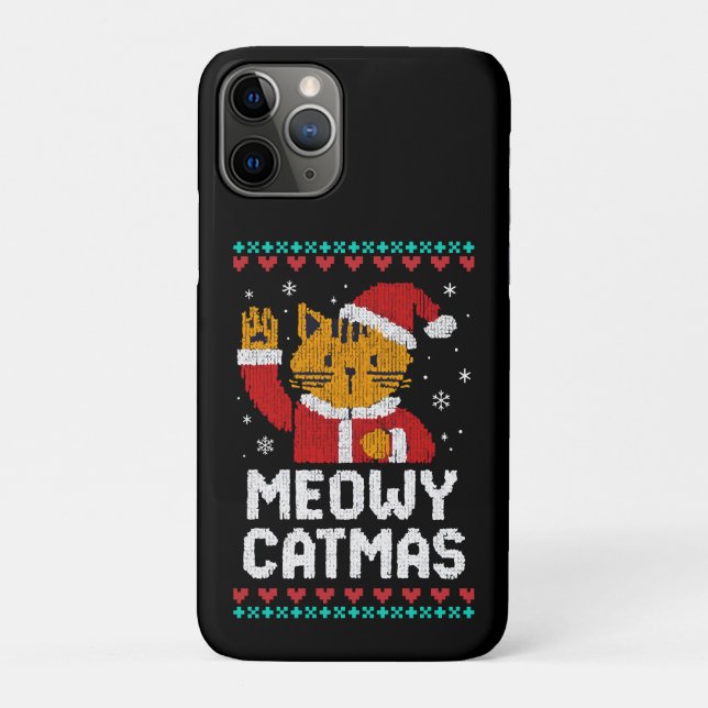 Capa Para iPhone 11 Pro Meowy Catmas (Verso)
