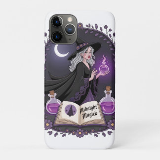 Capa Para iPhone 11 Pro Midnight Magick Illustration of a Young Witch