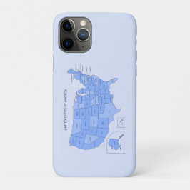 Capa Para iPhone 11 Pro Minimal Blue United States Map Illustration