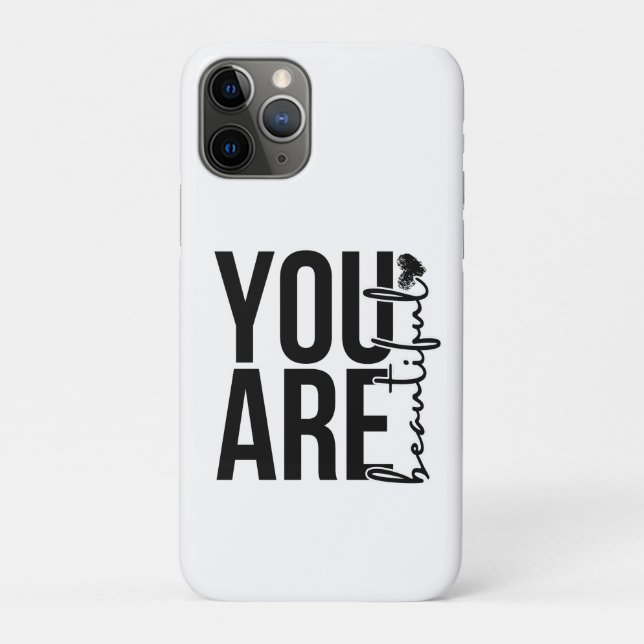 Capa Para iPhone 11 Pro Minimalist “Beautiful” Typography Design – Black  (Verso)