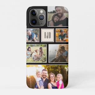 Capa Para iPhone 11 Pro Mínimo de Colagem de Fotos da Família do Monogra
