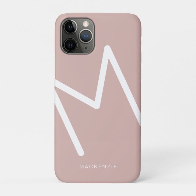 Capa Para iPhone 11 Pro Mínimo - Moderno Nome do Abstrato, Rosa Inicial (Verso)