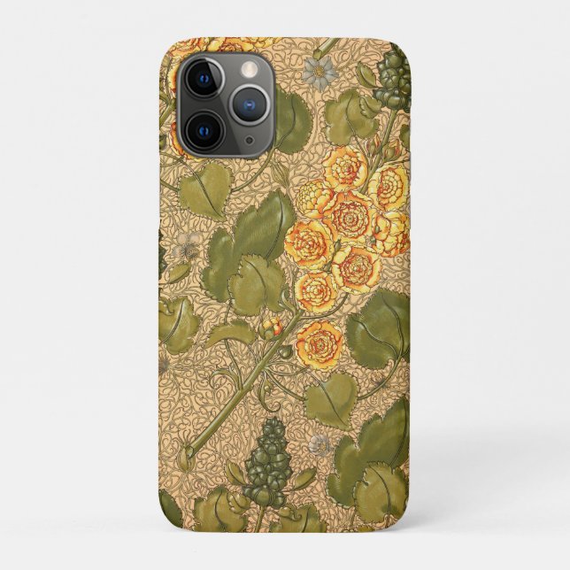 Capa Para iPhone 11 Pro Minúsculas/Minúsculas de Flores Amarelas Anticas (Verso)