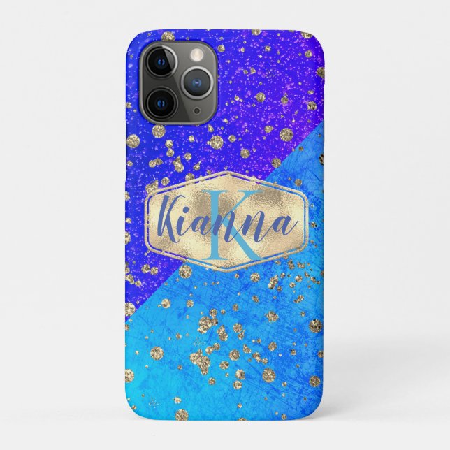 Capa Para iPhone 11 Pro Monograma Azul de Sonho (Verso)