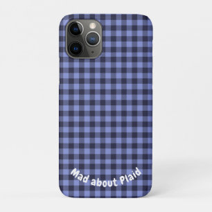 Capa Para iPhone 11 Pro Monograma Azul e Preto de Xadrez Buffalo Simples  