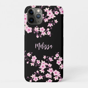 Capa Para iPhone 11 Pro Monograma bonito Floral de Cereja