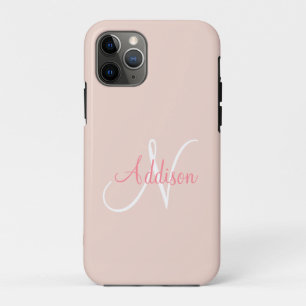 Capa Para iPhone 11 Pro Monograma Cor-de-Rosa Esbranquiçada Personalizado