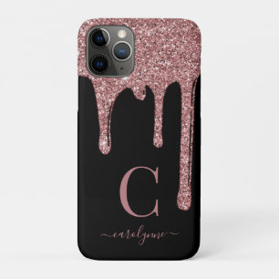 Capa Para iPhone 11 Pro Monograma das unidades de brilho do Sparkle Dourad