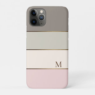 Capa Para iPhone 11 Pro Monograma de Bloco de Cores Dourado de Creme de Ta
