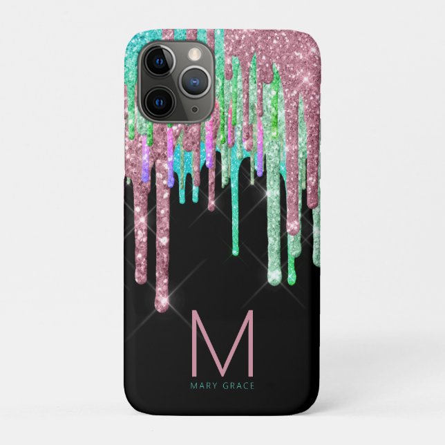 Capa Para iPhone 11 Pro Monograma de brilho (Verso)
