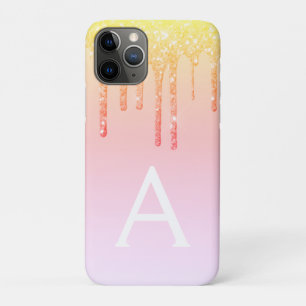 Capa Para iPhone 11 Pro Monograma de brilho amarelo alaranjado