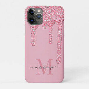 Capa Para iPhone 11 Pro Monograma de Drives Brilhantes Rosa bonito