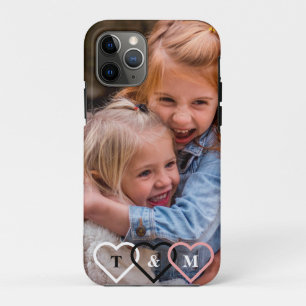 Capa Para iPhone 11 Pro Monograma de fotos de crianças modernas e personal