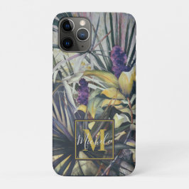 Capa Para iPhone 11 Pro Monograma de Hiactintas Púrpura e Palma