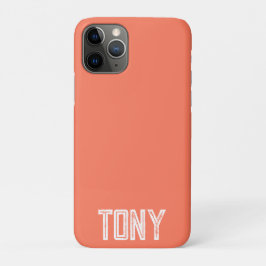 Capa Para iPhone 11 Pro Monograma de Nome Personalizado de Coral Sólido