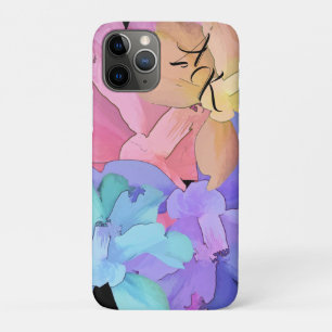 Capa Para iPhone 11 Pro Monograma de Pastel Camellias de Aquarela Reversív